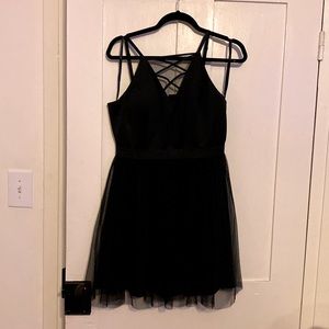 Dress, black, baby doll style just above knee, tulle with lining XL